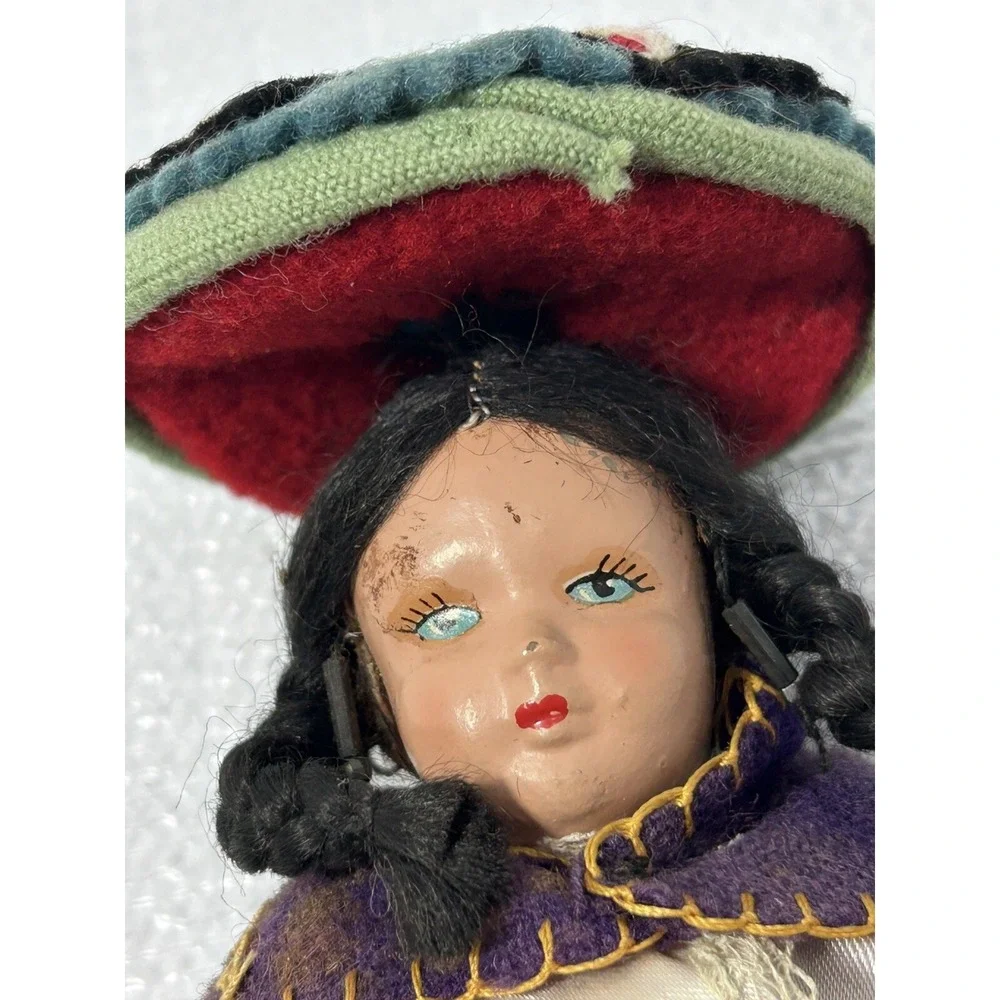 Collectible‎ Porcelain Doll Mexico Folk Art 1930s ORIGINAL 7